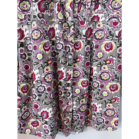 BODEN gray pink retro floral button down longline 100% cotton tunic top blouse - Picture 3 of 7